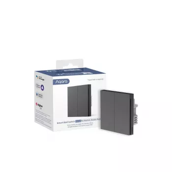 AQARA Smart Wall Switch H1 EU (sin neutro, doble pulsador) (WS-EUK02-G), gris - interruptor de pared ZigBee con doble relé
