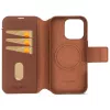 Decoded funda para móvil con cartera de piel desmontable para iPhone 16 Pro – marrón, piel auténtica, microfibra, pantalla de 6,3 pulgadas, 3 compartimentos para tarjetas