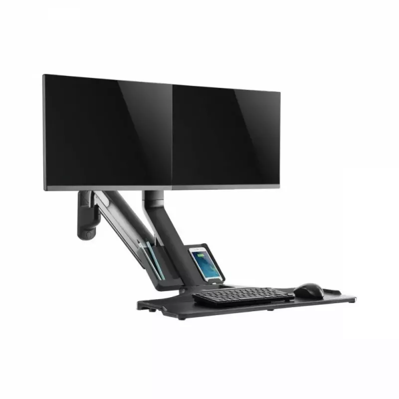 Soporte de pared doble para monitor MACLEAN MC-633 con pistón de gas para monitores de 17