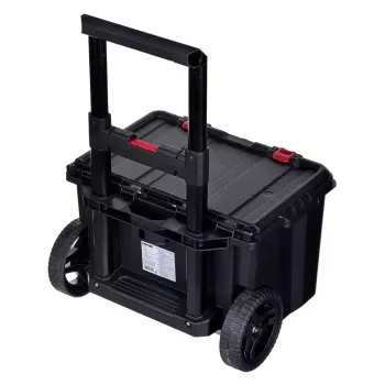 Cajas de almacenamiento apilables Keter 250927 — set de 3 organizadores apilables de tecnopolímero con ruedas y cierre, 525×694×411 mm, negro