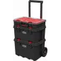 Cajas de almacenamiento apilables Keter 250927 — set de 3 organizadores apilables de tecnopolímero con ruedas y cierre, 525×694×411 mm, negro