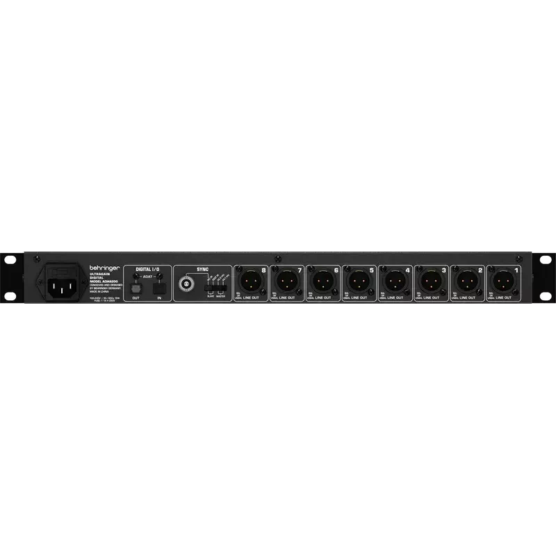 Behringer ULTRAGAIN DIGITAL ADA8200 convertidor AD/DA de 8 canales, 24 bits/48 kHz, E/S XLR, montaje en rack