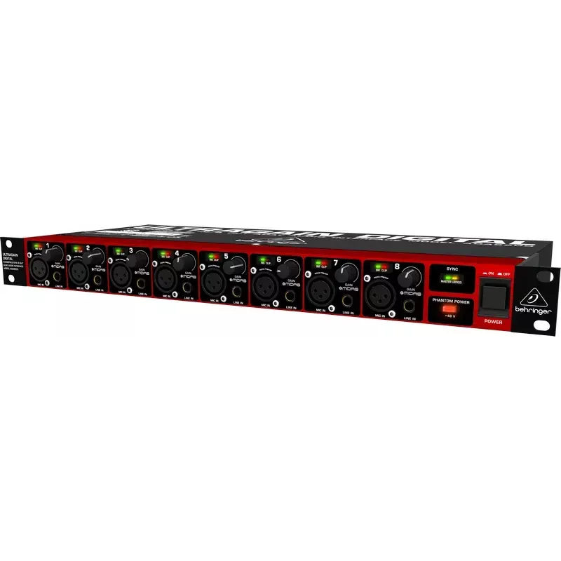 Behringer ULTRAGAIN DIGITAL ADA8200 convertidor AD/DA de 8 canales, 24 bits/48 kHz, E/S XLR, montaje en rack