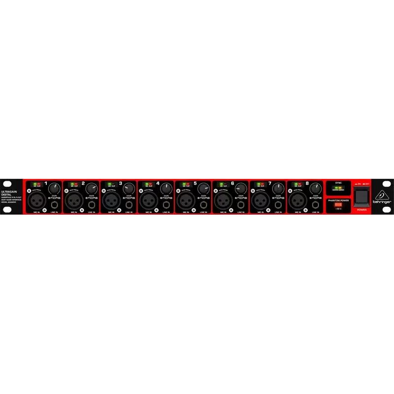 Behringer ULTRAGAIN DIGITAL ADA8200 convertidor AD/DA de 8 canales, 24 bits/48 kHz, E/S XLR, montaje en rack
