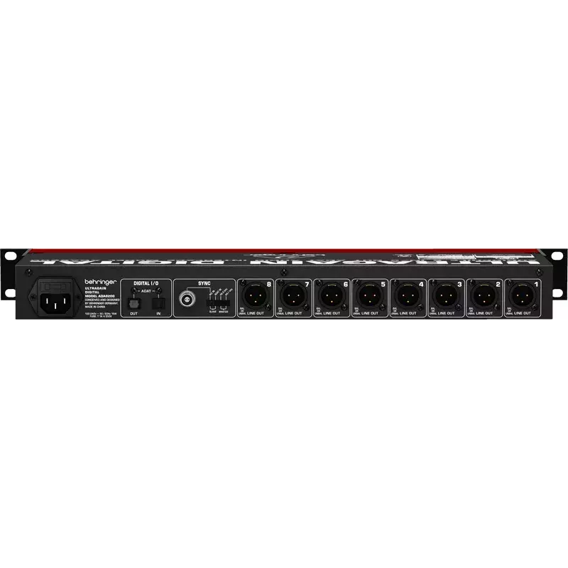 Behringer ULTRAGAIN DIGITAL ADA8200 convertidor AD/DA de 8 canales, 24 bits/48 kHz, E/S XLR, montaje en rack