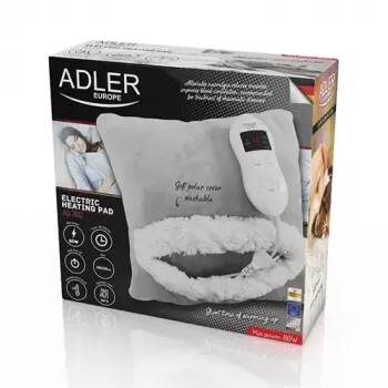 Manta eléctrica Adler AD 7412 — poncho de forro polar para 1 persona, 80 W, 8 niveles de calor, lavable, temporizador, gris