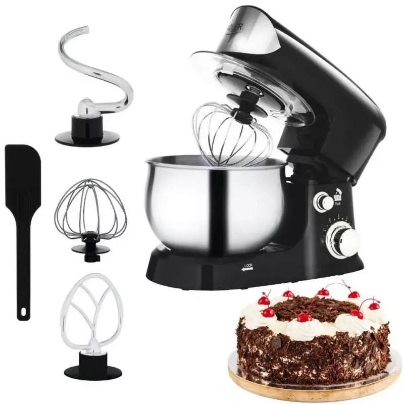 Robot de cocina Adler AD 4226b — 700 W (máx. 1200 W), bol de acero inoxidable de 3 L, 6 velocidades, batidor planetario