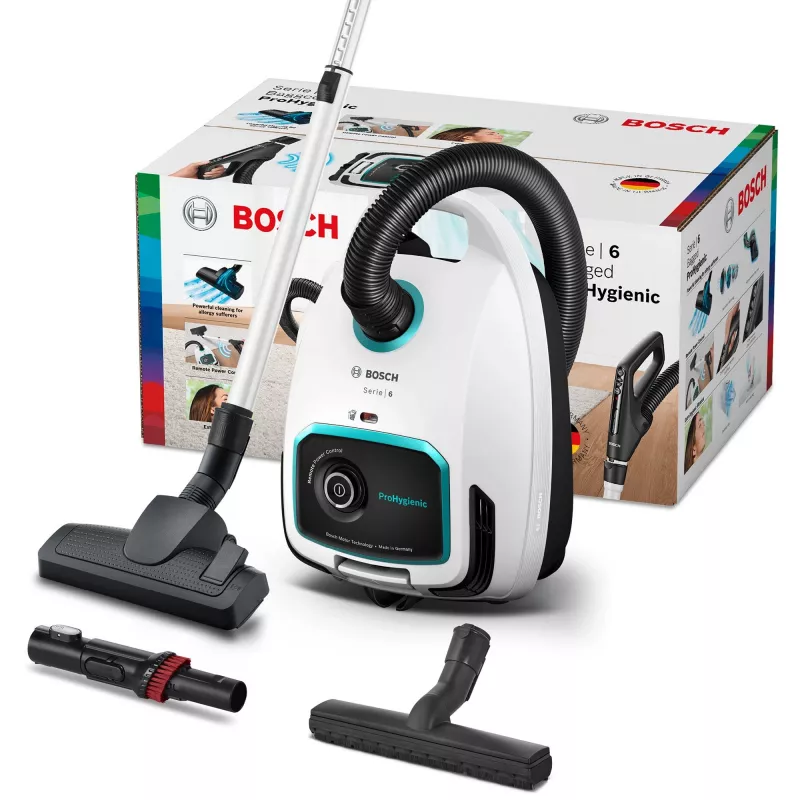 Bosch Serie 6 BGL6HYG1 ProHygienic aspiradora de trineo, en seco, 600 W, con bolsa, 4 l, blanca