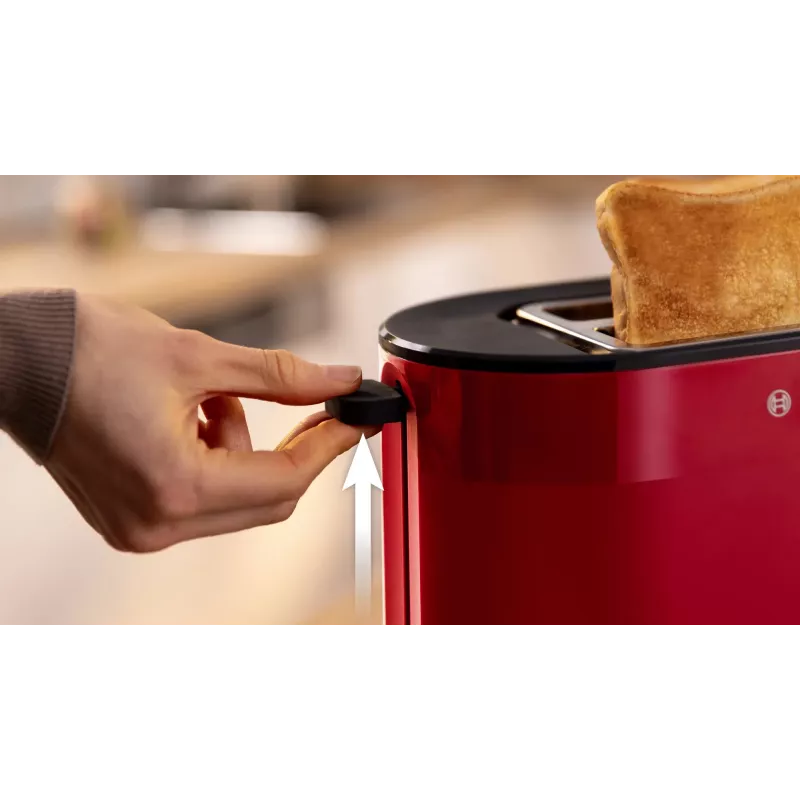 Tostadora Bosch TAT2M124 — 2 rebanadas 950 W, roja, centrado del pan, descongelación, elevación