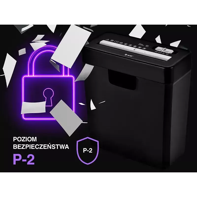 Destructora de documentos TRACER Edge10L corte cruzado, capacidad 10 hojas, corte 6 mm, depósito 10 L, negra