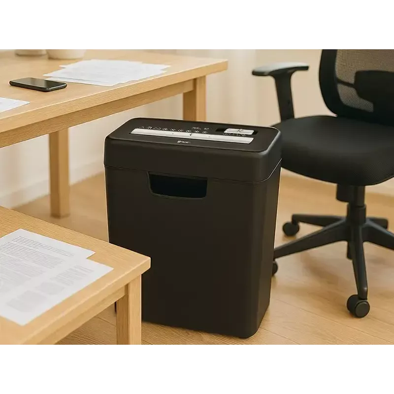 Destructora de documentos TRACER Edge10L corte cruzado, capacidad 10 hojas, corte 6 mm, depósito 10 L, negra