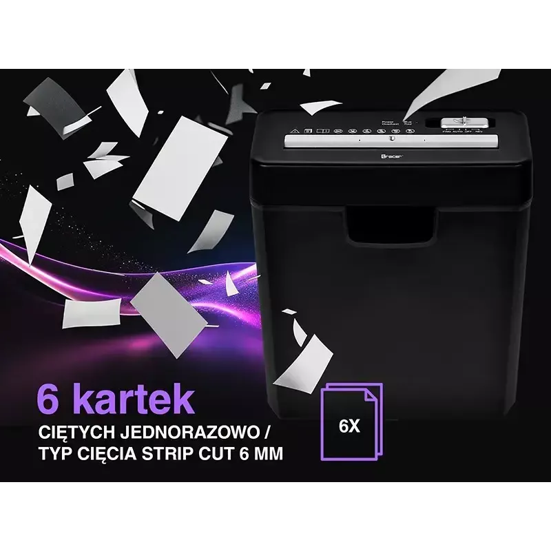Destructora de documentos TRACER Edge10L corte cruzado, capacidad 10 hojas, corte 6 mm, depósito 10 L, negra