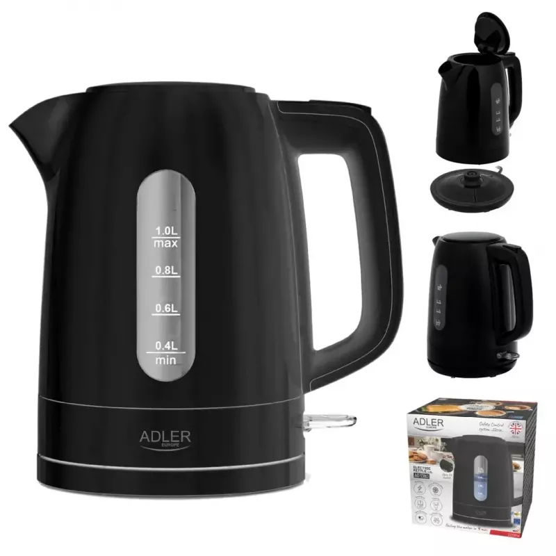 Adler AD 1380b hervidor eléctrico, 2200 W, negro
