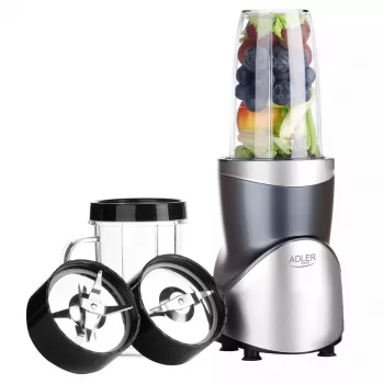 Batidora de vaso Adler AD 4084 Smoothie Set — 500 W (máx. 1200 W), jarra de cristal 0,7 l, recipiente extraíble, negra