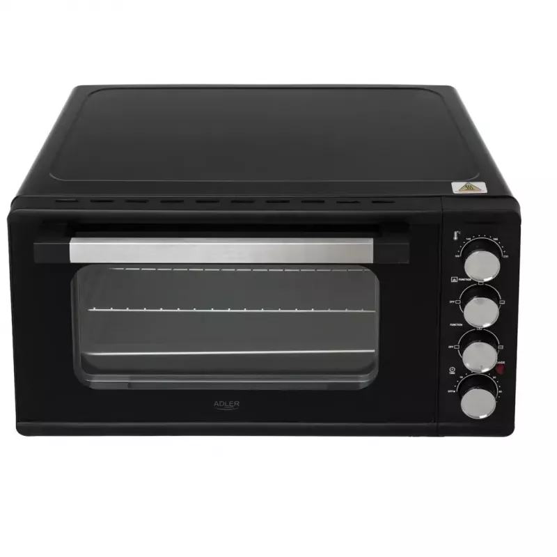 Mini horno Adler AD 6030 — 30 L / 1500 W, temporizador mecánico, asador giratorio, 230 °C, independiente, negro