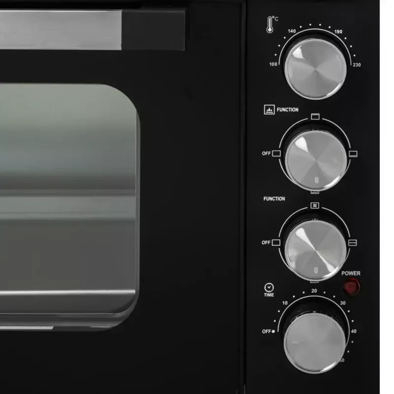 Mini horno Adler AD 6030 — 30 L / 1500 W, temporizador mecánico, asador giratorio, 230 °C, independiente, negro