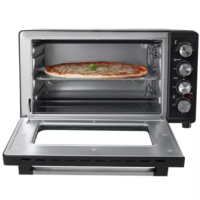 Mini horno Adler AD 6030 — 30 L / 1500 W, temporizador mecánico, asador giratorio, 230 °C, independiente, negro