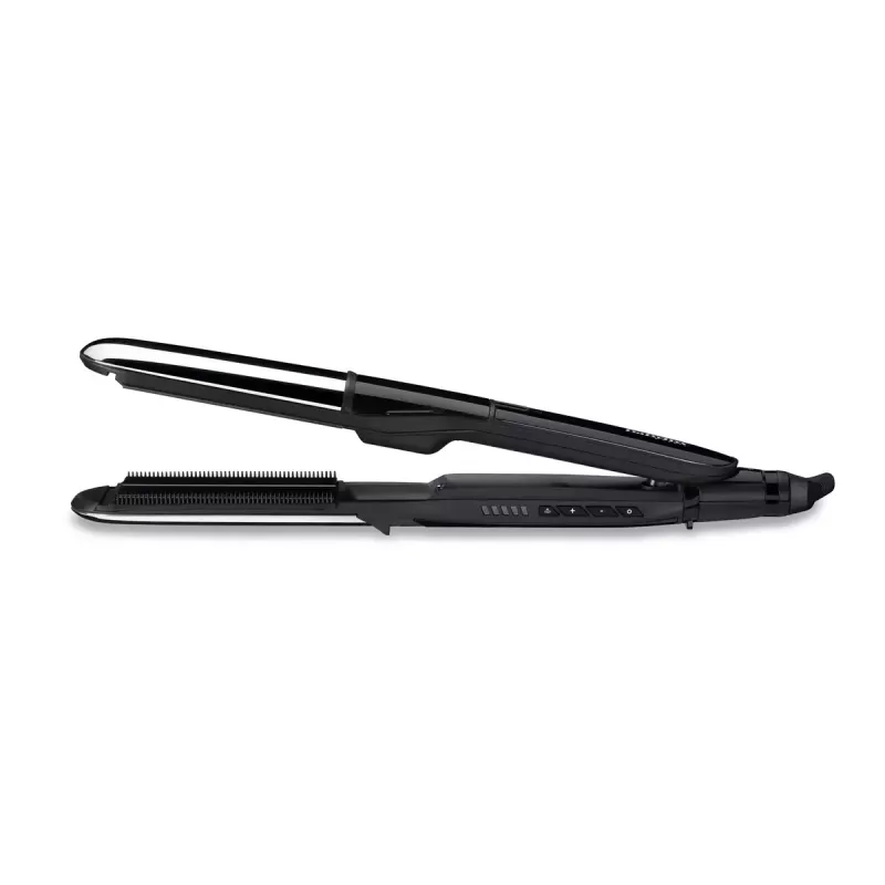 Plancha de pelo BaByliss ST496E Steam Mist Styler, negro/plateado, cable de 2,5 m
