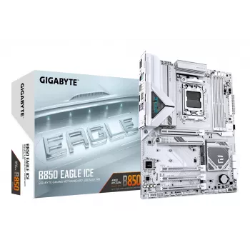 Placa base GIGABYTE B850 EAGLE ICE - CPU AMD Ryzen serie 9000, VRM digital de 8+2+2 fases, hasta 8200MHz DDR5 (O.C), 1xPCIe 5.0 + 2xPCIe 4.0 M.2, 2.5 GbE LAN, USB 3.2 Gen 2