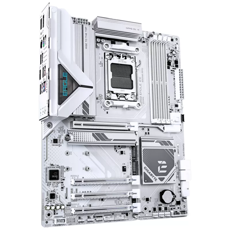Placa base GIGABYTE B850 EAGLE ICE - CPU AMD Ryzen serie 9000, VRM digital de 8+2+2 fases, hasta 8200MHz DDR5 (O.C), 1xPCIe 5.0 + 2xPCIe 4.0 M.2, 2.5 GbE LAN, USB 3.2 Gen 2