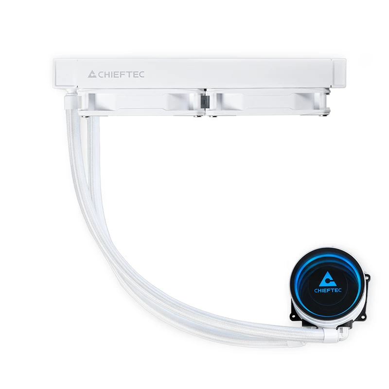 Refrigeración líquida todo en uno CHIEFTEC ICEBERG 240-RGB-W – radiador de 240 mm, 2 ventiladores RGB de 120 mm, blanco