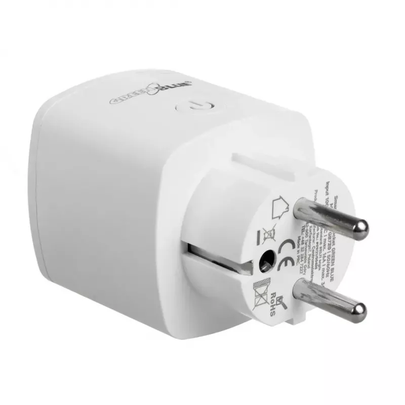 Enchufe inteligente Wi‑Fi GreenBlue GB720F, conector Type-F, carga máx. 2x16A (3680W), blanco