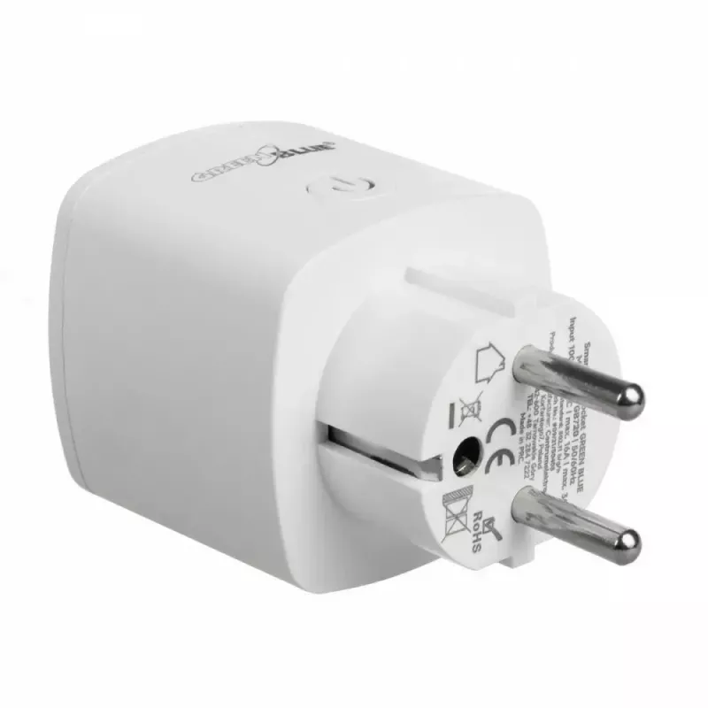 Enchufe inteligente Wi‑Fi GreenBlue GB720F, conector Type-F, carga máx. 2x16A (3680W), blanco