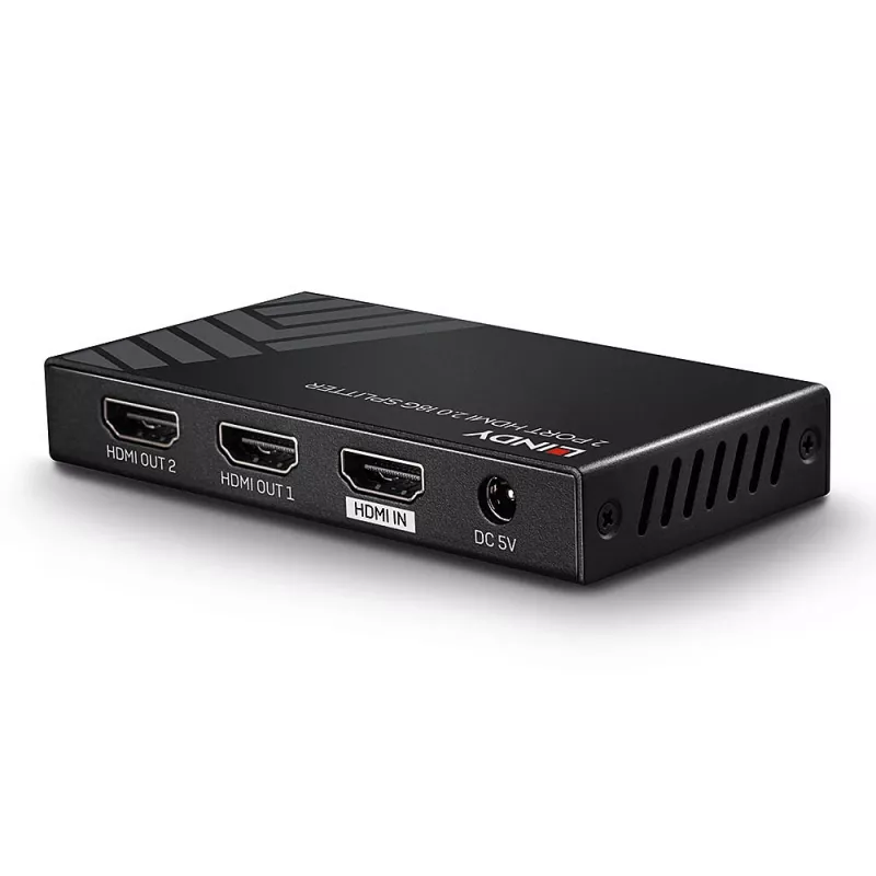 Lindy 38235 splitter HDMI 2.0 18G de 2 puertos, 1x HDMI a 2x HDMI, HDR, HDCP 2.2, negro