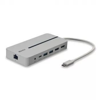 Estación de acoplamiento mini USB-C Lindy DST-Mx Duo para portátil/MacBook con doble pantalla (4K) y carga pass-through de 100 W