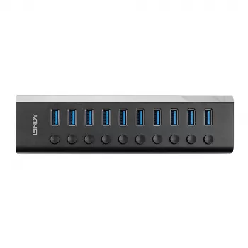 Hub USB 3.0 Lindy 10 puertos con interruptores de encendido/apagado