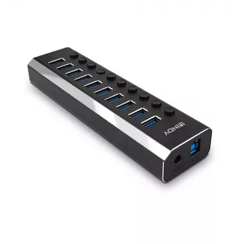 Hub USB 3.0 Lindy 10 puertos con interruptores de encendido/apagado