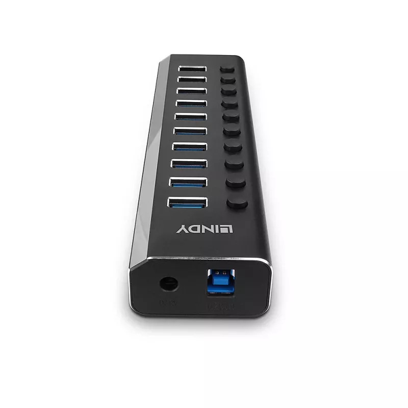 Hub USB 3.0 Lindy 10 puertos con interruptores de encendido/apagado
