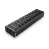 Hub USB 3.0 Lindy 10 puertos con interruptores de encendido/apagado
