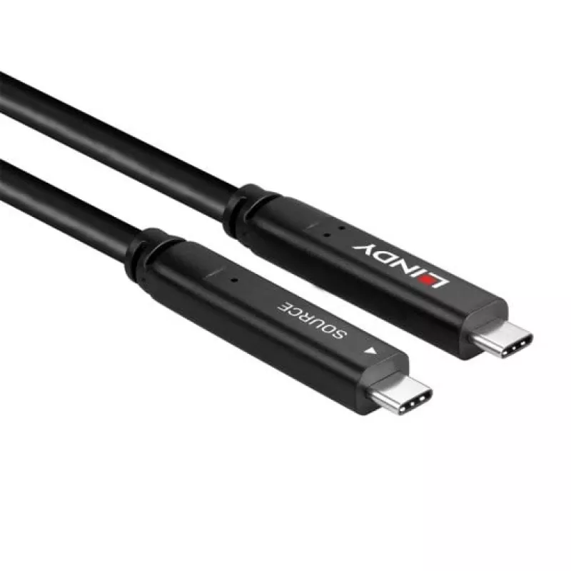 Cable híbrido USB 3.2 Gen 1 y DP 1.4 Tipo C Lindy 10m, 10 m, USB C, USB C, USB 3.2 Gen 1 (3.1 Gen 1), negro