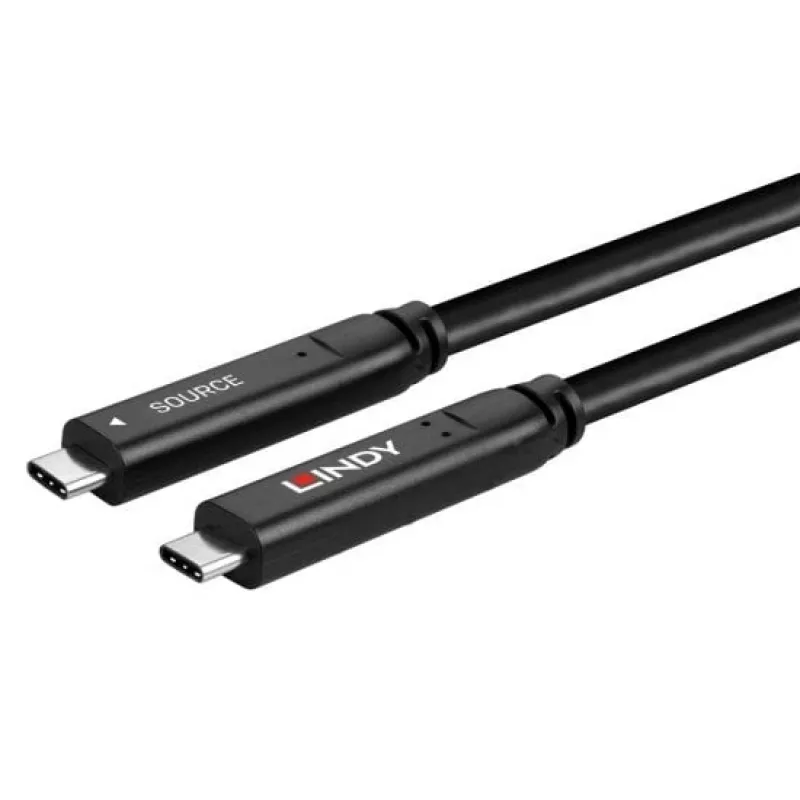 Cable híbrido USB 3.2 Gen 1 y DP 1.4 Tipo C Lindy 10m, 10 m, USB C, USB C, USB 3.2 Gen 1 (3.1 Gen 1), negro