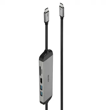 Estación de acoplamiento micro USB-C para portátil Lindy DST-Micro 140 con soporte 4K y cable de carga de 1,4 m 60W