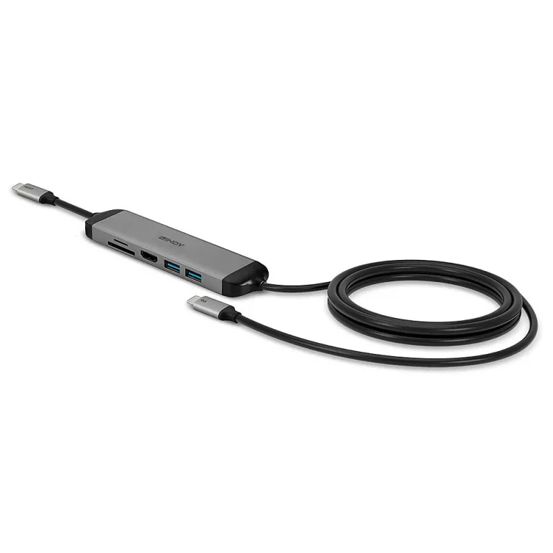 Estación de acoplamiento micro USB-C para portátil Lindy DST-Micro 140 con soporte 4K y cable de carga de 1,4 m 60W