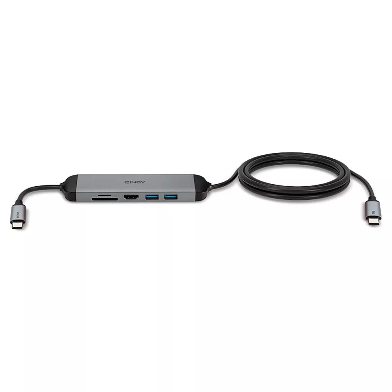 Estación de acoplamiento micro USB-C para portátil Lindy DST-Micro 140 con soporte 4K y cable de carga de 1,4 m 60W