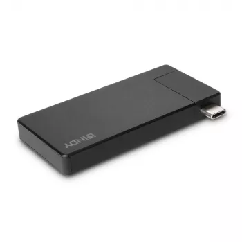 Estación de acoplamiento micro USB-C para portátil Lindy DST-Micro con soporte 4K y carga pass-through de 100W