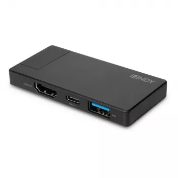 Estación de acoplamiento micro USB-C para portátil Lindy DST-Micro con soporte 4K y carga pass-through de 100W