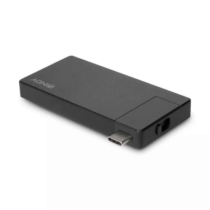 Estación de acoplamiento micro USB-C para portátil Lindy DST-Micro con soporte 4K y carga pass-through de 100W