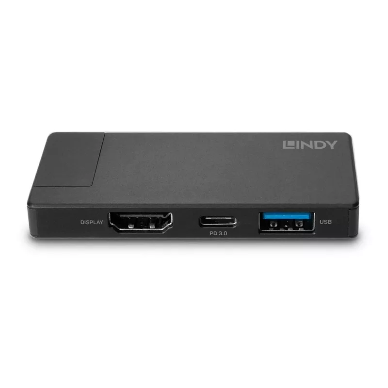Estación de acoplamiento micro USB-C para portátil Lindy DST-Micro con soporte 4K y carga pass-through de 100W