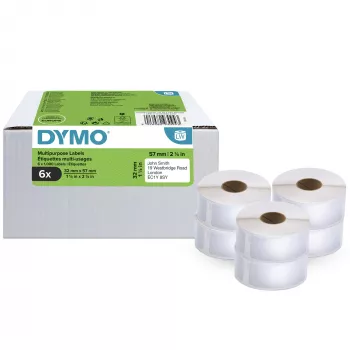 Etiquetas multiuso DYMO Authentic LabelWriter 32 mm x 57 mm 6 rollos con 1.000 etiquetas fácilmente despegables (6.000 unidades) Autoadhesivas para impresoras de etiquetas LabelWriter