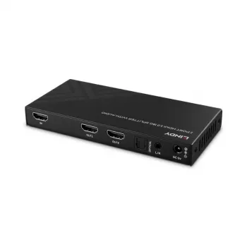 Lindy Splitter HDMI 2 puertos 8K60 con audio, HDMI, 2x HDMI, 3,5 mm, 7680 x 4320 píxeles, negro, metal