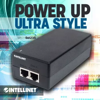 Intellinet Inyector Gigabit Ultra PoE+, 1 puerto de 60 W, conforme a IEEE 802.3bt e IEEE 802.3at/af, carcasa de plástico