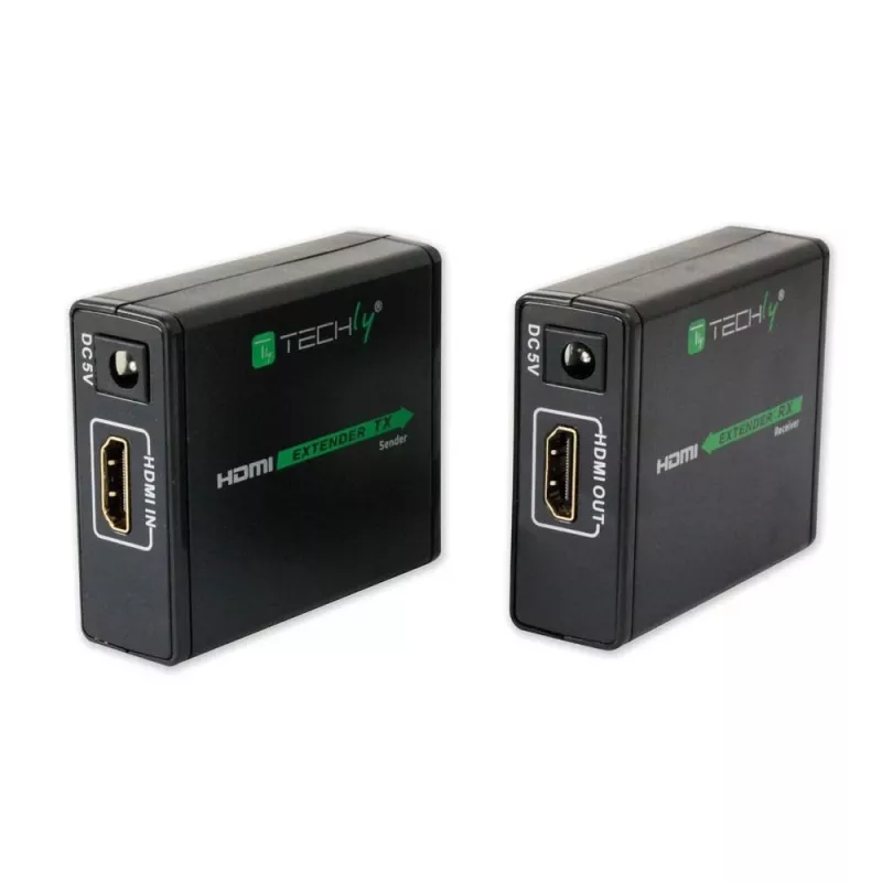 Emisor y receptor AV TECHLY IDATA EXT-E70 — extensión HDMI por cable Cat6/6a/7, Full HD 1920x1080, 60 m, 10,2 Gbit/s, HDCP, negro