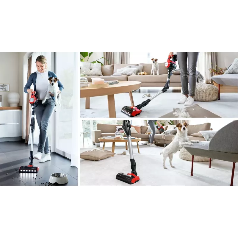 Bosch BBS711ANM Aspirador escoba/eléctrico batería en seco sin bolsa 0,3 L negro, rojo, acero inoxidable