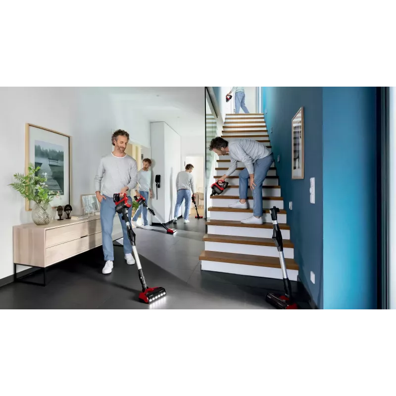 Bosch BBS711ANM Aspirador escoba/eléctrico batería en seco sin bolsa 0,3 L negro, rojo, acero inoxidable
