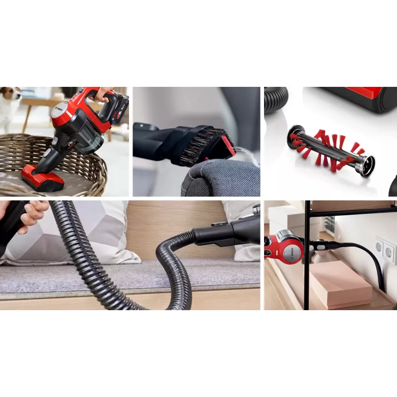 Bosch BBS711ANM Aspirador escoba/eléctrico batería en seco sin bolsa 0,3 L negro, rojo, acero inoxidable
