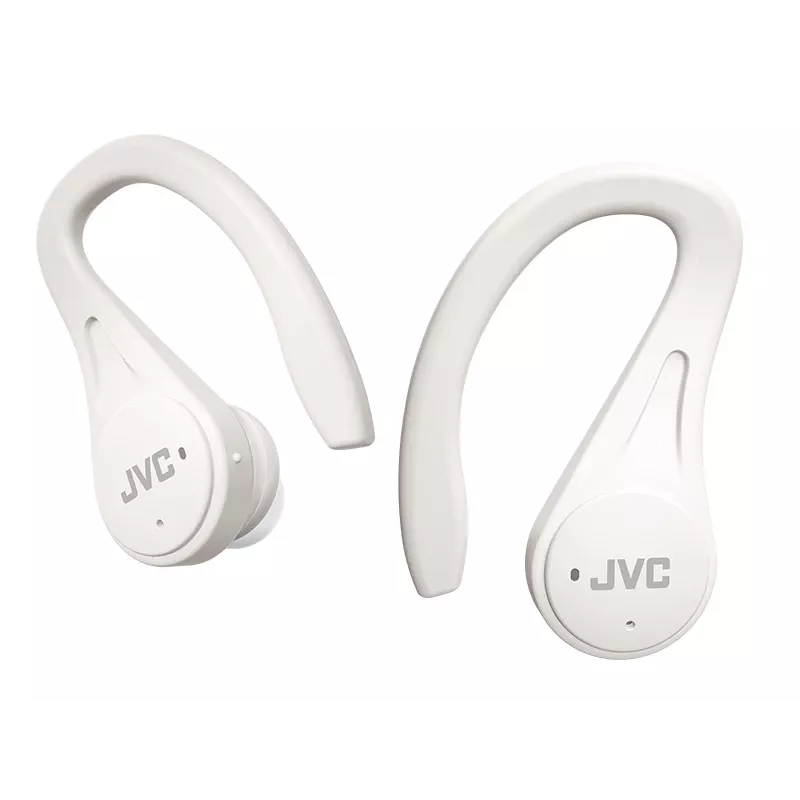 JVC HA-EC25T-W-U auriculares deportivos True Wireless intrauditivos con micrófono, Bluetooth, con gancho para la oreja, llamadas/música, blancos